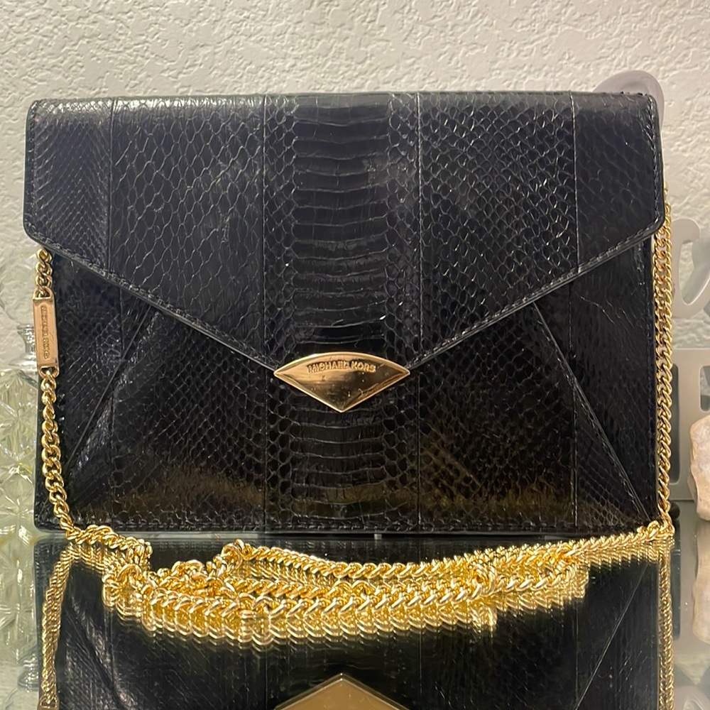 RARE, Auth MK Genuine Snake Skin envelope clutch handbag